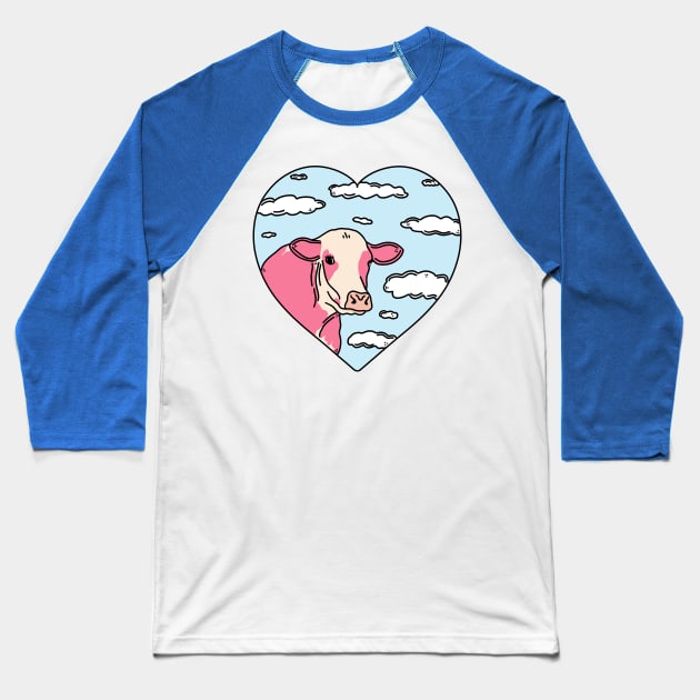 Cow Heart Baseball T-Shirt by crankycranium